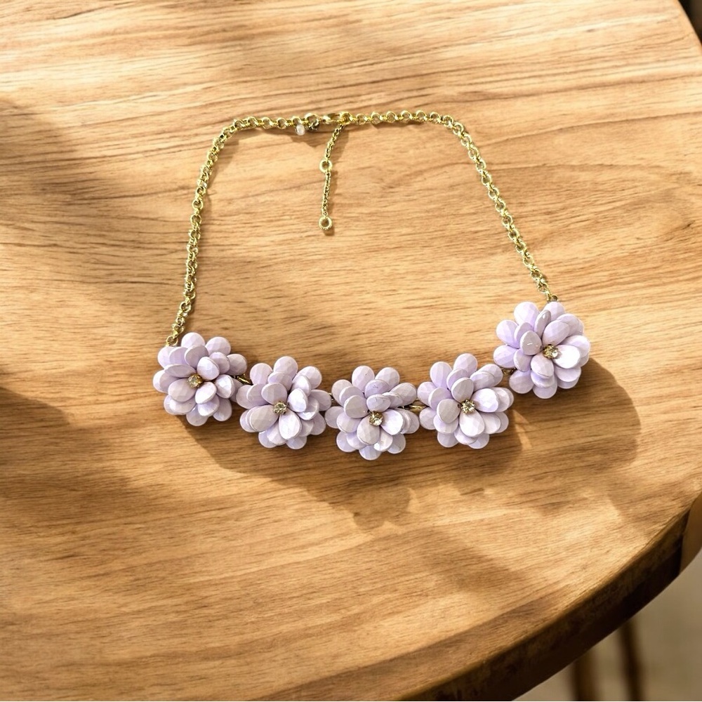 Girls' flower petal necklace Crewcuts Floral Gold and Purple Necklace